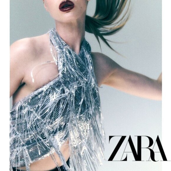 💥SEXY GLAM💥STUNNING Roaring 20s Vibe Fringed Halter Top in Silver Sequin - Picture 1 of 16